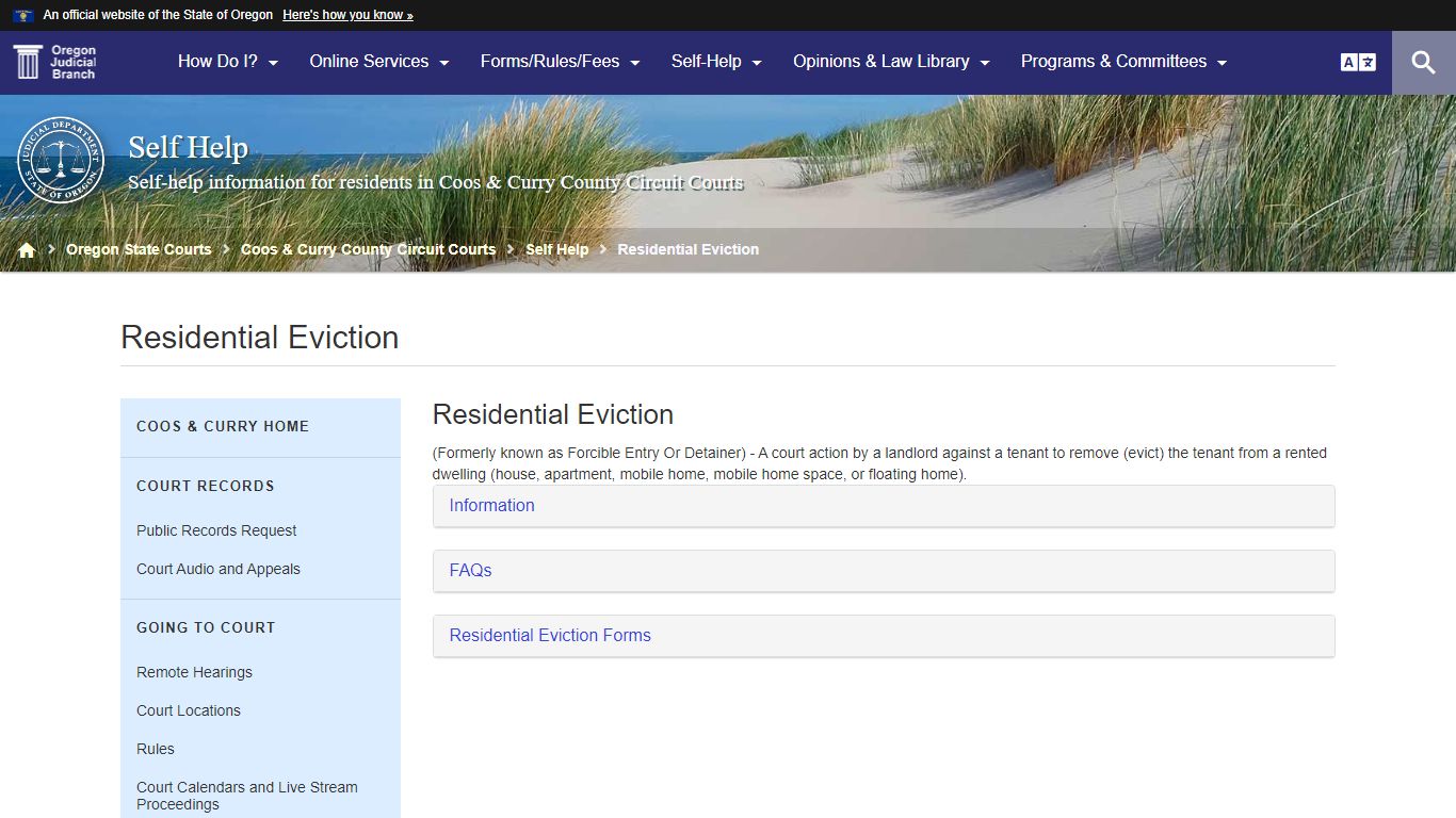 Residential Eviction : Self Help - Oregon Judicial Department