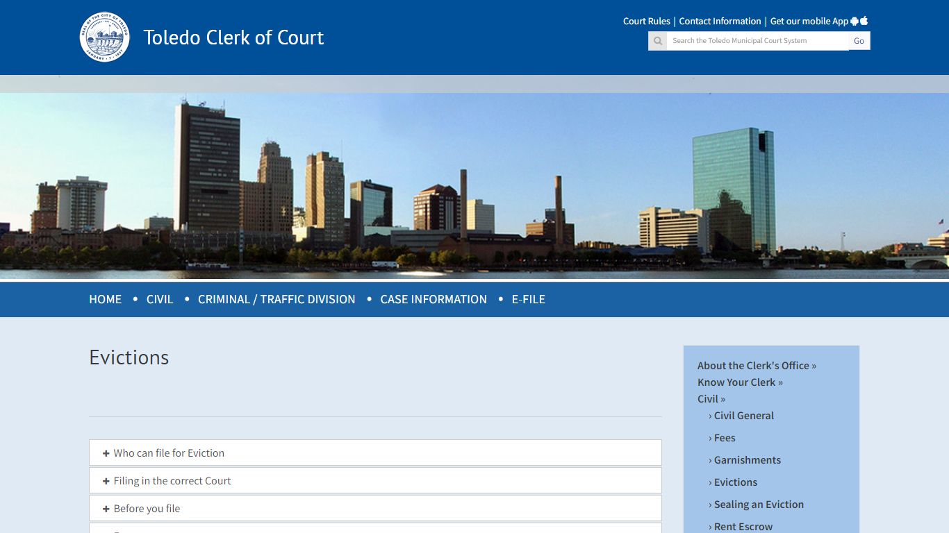 Evictions - Clerk of Toledo Municipal Court